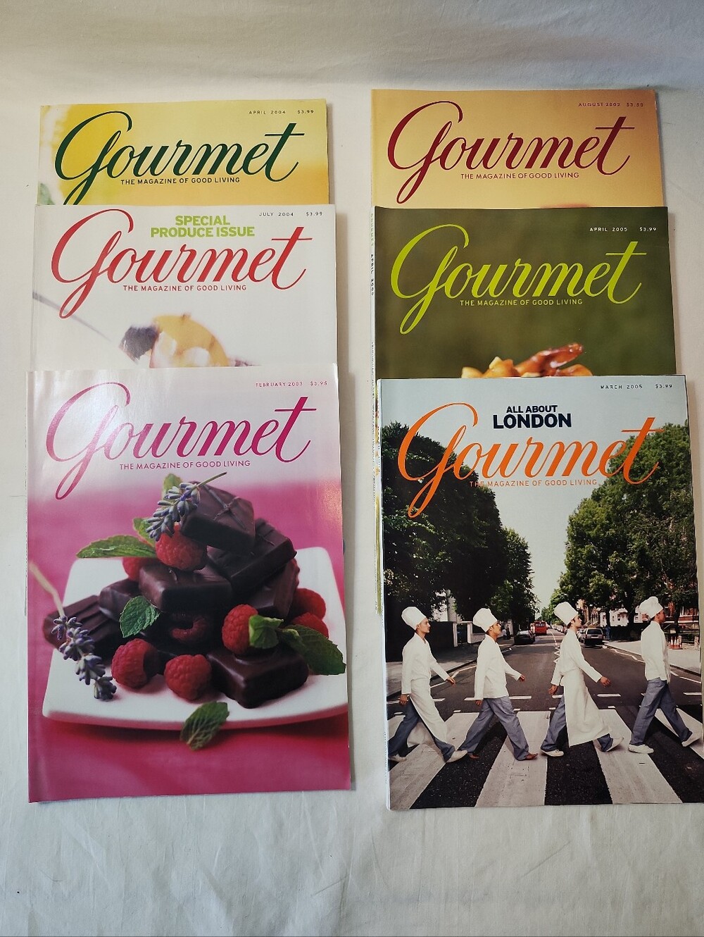 Gourmet Magazine Lot of 6  Food Good Living Lifestyle Decorator 2002-2005